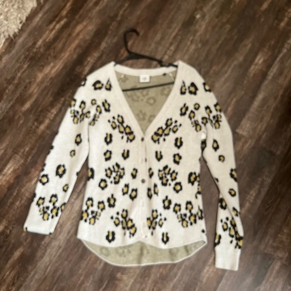 CAbi Cream Cardigan with Yellow and Black Floral Pattern - Picture 3 of 4